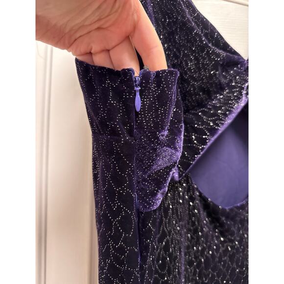 Betsy & Adam 90s Velvet Purple Rhinestone Grunge Maxi Formal Dress Size 12 - Picture 7 of 9